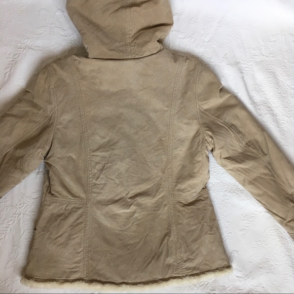 Cozy Shearling Sherpa Suede Hoodie Coat Jacket Medium - Picture 3 of 8